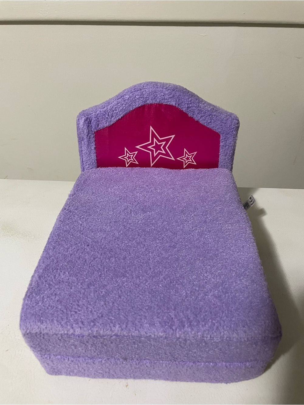 American Girl 2013 Lavender Plush Doll folding Bed with Pink Trim